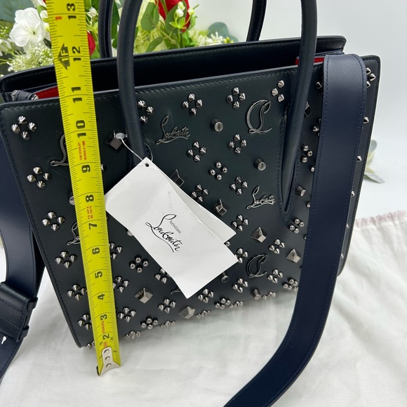 Women's Christian Louboutin studded monogram, leather tote with shoulder strap - Picture 13 of 16